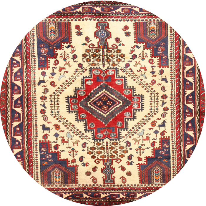 Round Traditional Fire Brick Red Persian Rug, tr643
