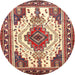 Round Traditional Fire Brick Red Persian Rug, tr643