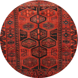 Square Machine Washable Traditional Brown Red Rug, wshtr646