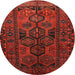 Round Traditional Brown Red Persian Rug, tr646