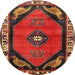 Round Traditional Dark Gold Brown Persian Rug, tr648