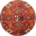 Round Traditional Bronze Brown Persian Rug, tr649