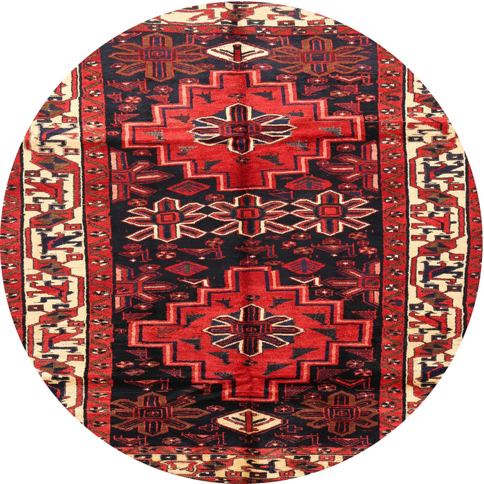 Round Traditional Dark Gold Brown Persian Rug, tr653