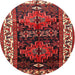 Round Traditional Dark Gold Brown Persian Rug, tr653