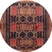 Round Traditional Deep Red Persian Rug, tr655