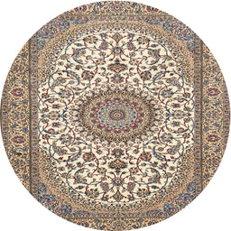 Round Traditional Brown Medallion Rug, tr657