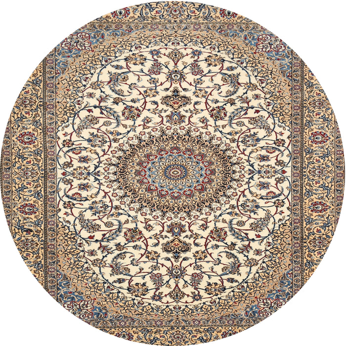 Round Traditional Brown Medallion Rug, tr657