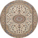 Round Traditional Brown Medallion Rug, tr657