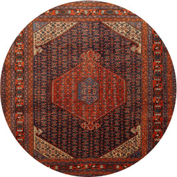 Square Machine Washable Traditional Sienna Brown Rug, wshtr659