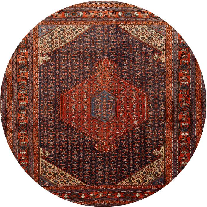 Round Traditional Sienna Brown Persian Rug, tr659