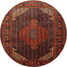 Round Traditional Sienna Brown Persian Rug, tr659