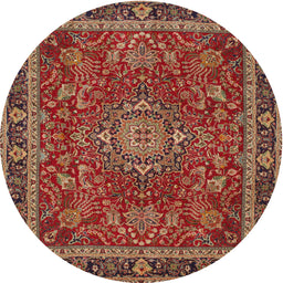 Square Machine Washable Traditional Tomato Red Rug, wshtr65