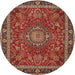 Round Traditional Red Medallion Rug, tr65