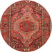 Round Traditional Rust Pink Persian Rug, tr661