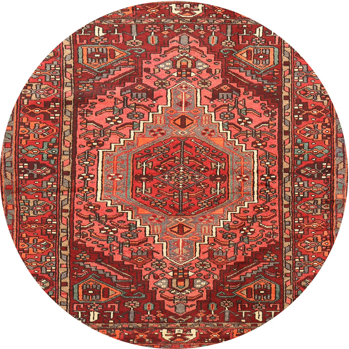 Square Machine Washable Traditional Rust Pink Rug, wshtr661