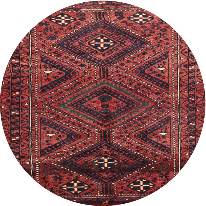 Round Traditional Chestnut Brown Persian Rug, tr663