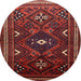 Round Traditional Chestnut Brown Persian Rug, tr664
