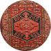 Round Traditional Red Persian Rug, tr665