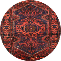 Square Machine Washable Traditional Brown Red Rug, wshtr668