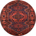 Square Machine Washable Traditional Brown Red Rug, wshtr668