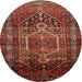 Round Traditional Crimson Red Persian Rug, tr669