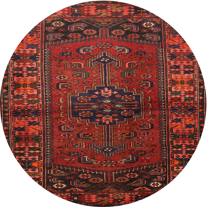 Round Traditional Dark Sienna Brown Persian Rug, tr672