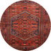 Square Machine Washable Traditional Brown Red Rug, wshtr673