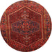 Round Traditional Brown Red Persian Rug, tr674