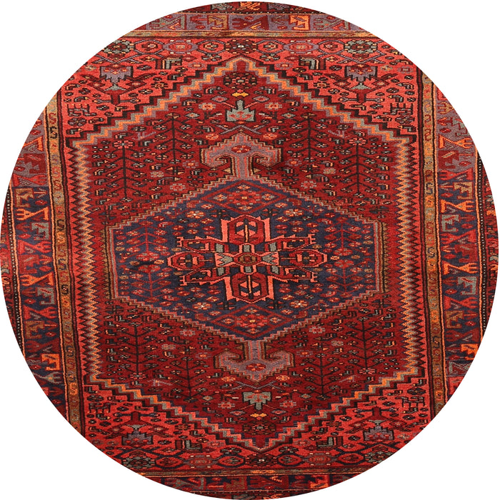 Square Machine Washable Traditional Brown Red Rug, wshtr674