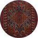 Round Traditional Dark Brown Persian Rug, tr676
