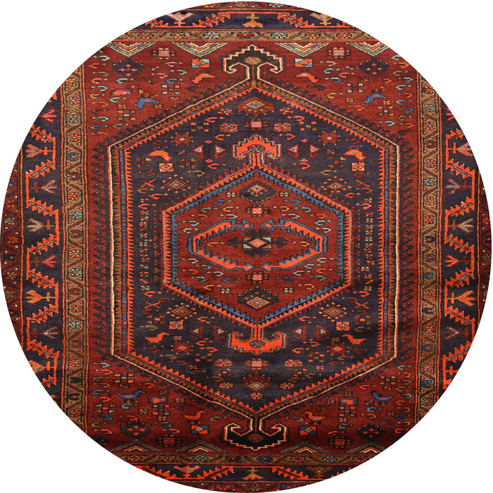 Round Traditional Reddish Brown Persian Rug, tr678