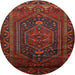 Round Traditional Reddish Brown Persian Rug, tr678