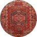 Square Machine Washable Traditional Red Rug, wshtr679