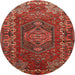 Round Traditional Red Persian Rug, tr679