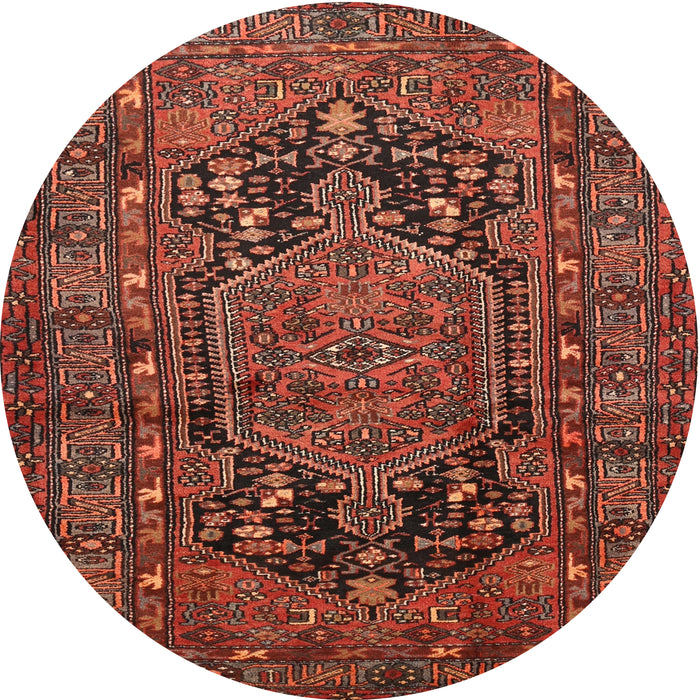 Round Traditional Saffron Red Persian Rug, tr683