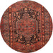 Round Traditional Saffron Red Persian Rug, tr683