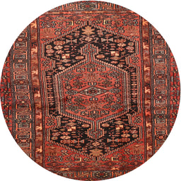 Square Machine Washable Traditional Saffron Red Rug, wshtr683