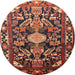 Round Traditional Rust Pink Animal Rug, tr684