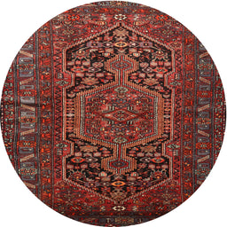 Square Machine Washable Traditional Sienna Brown Rug, wshtr687