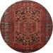 Square Machine Washable Traditional Sienna Brown Rug, wshtr687