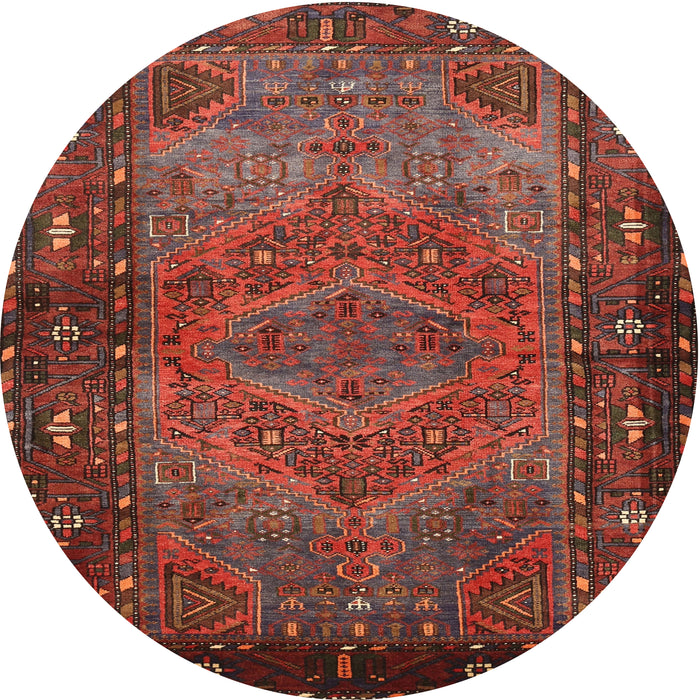 Round Traditional Sienna Brown Persian Rug, tr688