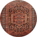 Round Traditional Rust Pink Persian Rug, tr689