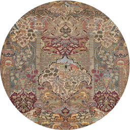 Round Traditional Sienna Brown Animal Rug, tr68