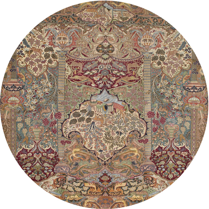 Round Traditional Sienna Brown Animal Rug, tr68