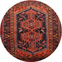 Square Machine Washable Traditional Saffron Red Rug, wshtr690