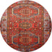 Round Traditional Orange Salmon Pink Persian Rug, tr692