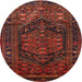 Round Traditional Dark Sienna Brown Persian Rug, tr693