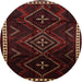 Round Traditional Dark Brown Persian Rug, tr695