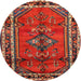 Round Traditional Red Persian Rug, tr697