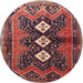 Round Traditional Saffron Red Persian Rug, tr698